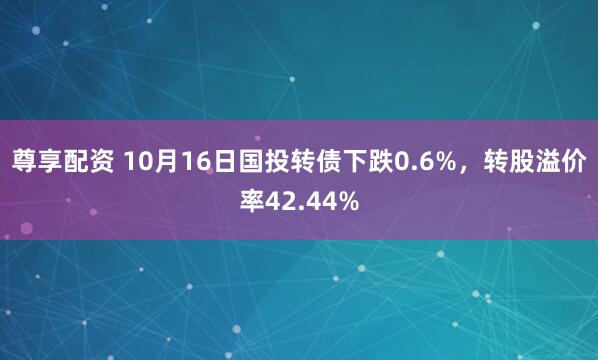 尊享配资 10月16日国投转债下跌0.6%，转股溢价率42.44%