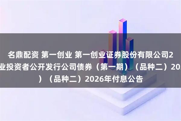 名鼎配资 第一创业 第一创业证券股份有限公司2022年面向专业投资者公开发行公司债券（第一期）（品种二）2026年付息公告