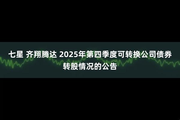 七星 齐翔腾达 2025年第四季度可转换公司债券转股情况的公告